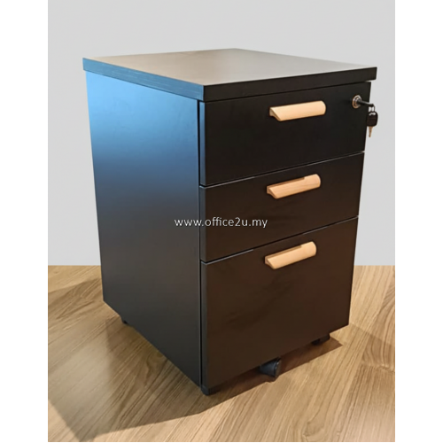Q-YMP3W-BK : MOBILE PEDESTAL 2-DRAWER AND 1-FILING (2D1F) WITH WOODEN HANDLES - LIMITED TO 4 UNITS ONLY Q-YMP3W-BK : MOBILE PEDESTAL 2-DRAWER AND 1-FILING (2D1F) WITH WOODEN HANDLES - LIMITED TO 4 UNITS ONLY
